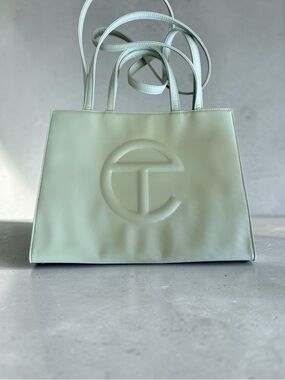 Telfar Pale Mint Leather Shopping Tote